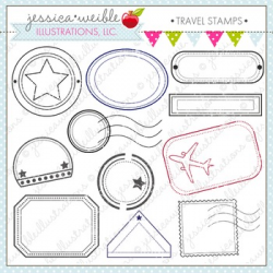 Travel Stamps Cute Digital Clipart, Passport Clip Art, Traveling Graphics