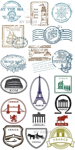 Travels stamps | Clipart | Travel stamp, Travel scrapbook ...