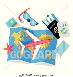 Vector Clipart - Tourist concept set of things for traveling ...