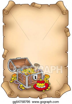 Stock Illustrations - Parchment with big treasure chest ...