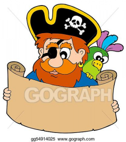 Stock Illustration - Pirate reading treasure map. Clipart ...
