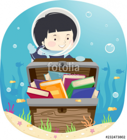 Kid Boy Treasure Chest Books Underwater