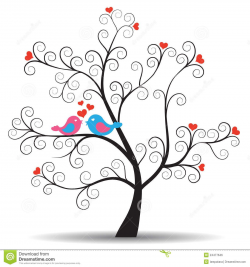 images of tree and bird silhouette | Romantic Tree With ...