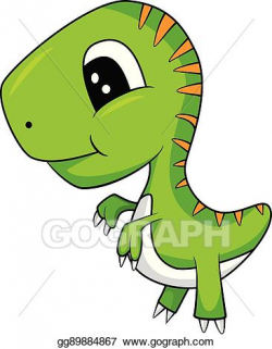 Vector Stock - Cute cartoon of green baby t-rex dinosaur ...
