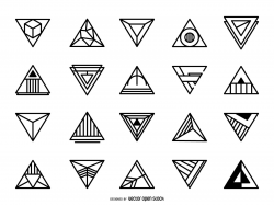 Collection of triangular logos. Designs feature different ...