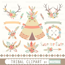 Floral tribal clipart: TRIBAL CLIPART tribal tent