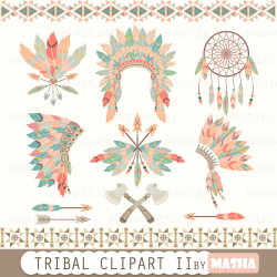 Tribal clipart: TRIBAL CLIPART II with feather