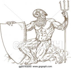 Clipart - Roman god neptune or poseidon with trident and ...