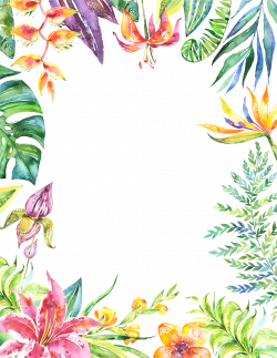 tropical leaves flowers plants border frame ftestickers...