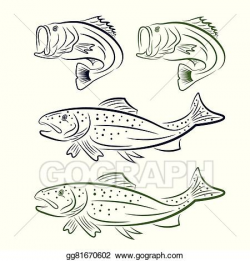Vector Stock - Big mouth bass and trout set. Clipart ...