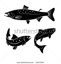 Set of salmon fish isolated on white background. Logo or ...