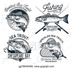 Vector Art - Vintage sea trout fishing emblems, labels and ...