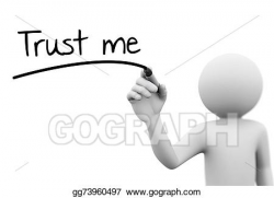 Clipart - 3d person writing trust me on transparent screen ...