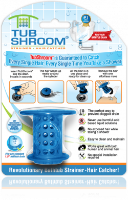 TubShroom® (Blue) The Hair Catcher That Prevents Clogged Tub Drains