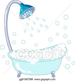 Clip Art Vector - Vintage claw-foot bathtub with foam and ...