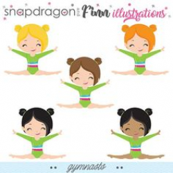 Girls Gymnastics Cute Digital Clipart for Commercial and Personal ...