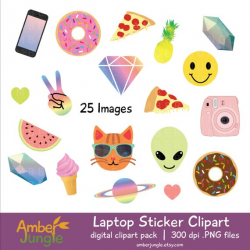 Laptop Stickers Clipart- Blogger Girl Tumblr Clip Art, Blog Emoji ...