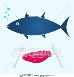 Vector Art - Big tuna fish and tuna meat food eps10. EPS ...