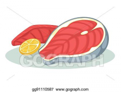 Vector Art - Salmon fillet or tuna steak. Clipart Drawing ...