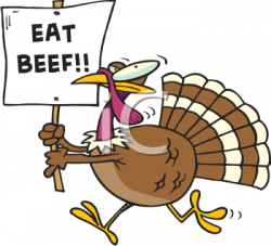 Thanksgiving Clipart - Turkey with an Eat Beef Sign ...