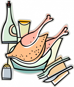 Roast Turkey Dinner with Knife and Fork - Vector Image