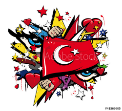 Turkey flag graffiti Ottoman Empire pop art illustration ...