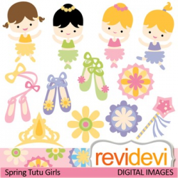 Clip art: Spring Tutu Girls (cute ballerina clipart, ballet shoes)