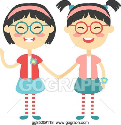 Vector Art - Twins happy kids holding hands boy and girl ...