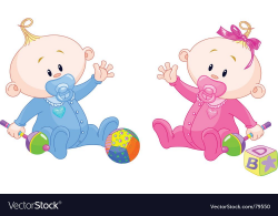 Sweet twins Royalty Free Vector Image - VectorStock | My ...