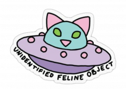 space kitty cat ufo - Sticker by Jessica Knable