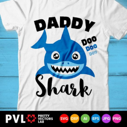 Daddy Shark Svg, Shark Family Vector Clipart, Daddy Shark Svg, Dxf, Eps,  Png, Fathers Day Svg, Fathers Gift, Father T-Shirt Design Cut Files