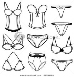 A Collection of Women's Underwear - Clipart