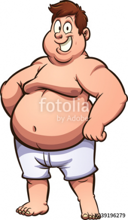 Happy fat man in underwear. Vector clip art illustration ...