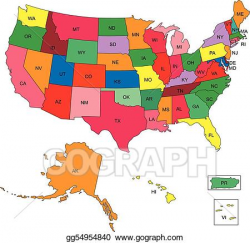 Vector Art - Usa 50 states with 2 letter state namesusa 50 ...