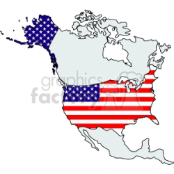 North America with American Flag accents clipart. Royalty-free clipart #  153572