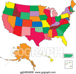 Vector Illustration - Usa 50 states in color, with puerto ...