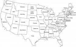 black and white outline map of contiguous united states | School ...
