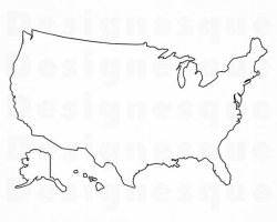 US Map Outline Svg, United States Map Outline Svg, USA Map Outline Svg, US  Map Clipart, Files for Cricut, Cut Files For Silhouette, Dxf, Png