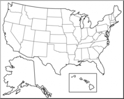 Clip Art: United States Map B&W Blank I abcteach.com | abcteach