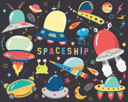 Space ship clipart- spaceship doodles, universe, cosmos ...