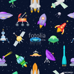 Rocket vector spaceship or spacecraft with satellite and ...