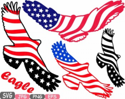 American flag Eagle Military independence day 4th of July Clipart birds USA  474s