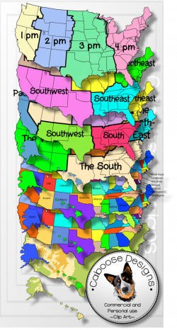50 States, USA Maps, Regions, Timezones Clip Art ULTIMATE ...
