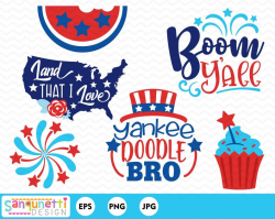 4th of July clipart, patriotic lettering, USA summer digital art instant  download