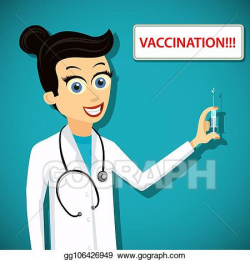 Vector Art - Doctor woman holding a syringe. EPS clipart ...