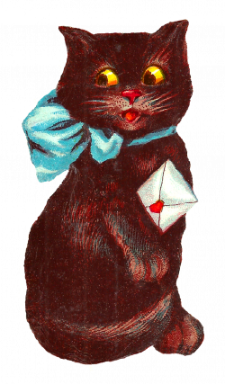 Antique Images: Old Black Cat Valentine Images Love Note Hearts ...