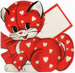 Red kitten valentine vintage valentine clip art cat with ...