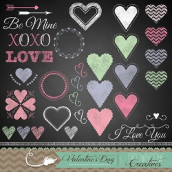 Valentine's Day Chalkboard Clipart Elements