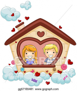 Stock Illustration - Valentine house. Clipart Drawing ...