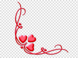 Three red hearts and filigree 3D side frame illustration ...